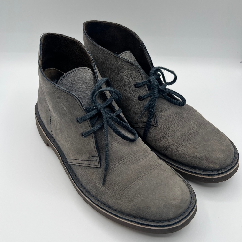 Clark's Leather Chukka Desert‎ Men's Ankle Boots Lace Up Casual Gray Size 9.5